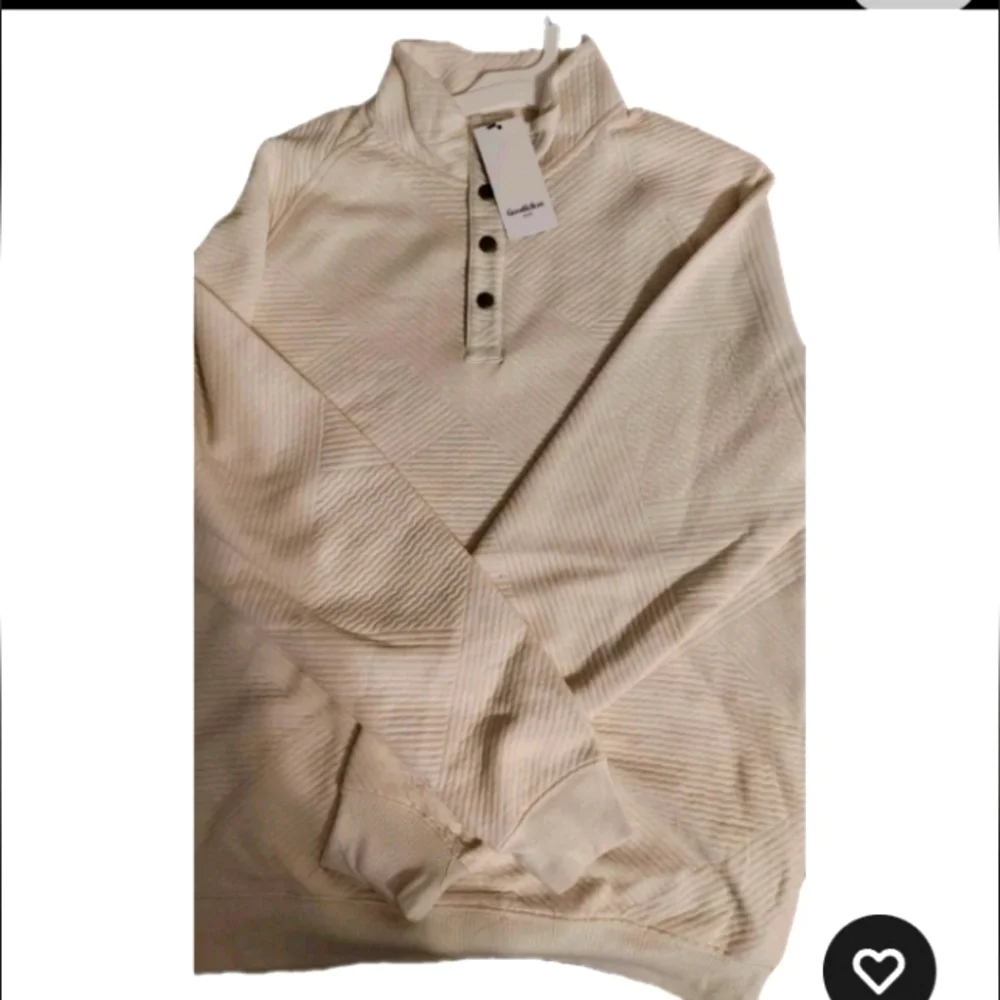 Goodfellow & Co Men's Pullover Sweatshirts Diamond Quilted Pattern Snap Ivory L - Picture 3 of 6